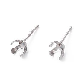 304 Stainless Steel Stud Earring Findings, Prong Earring Settings