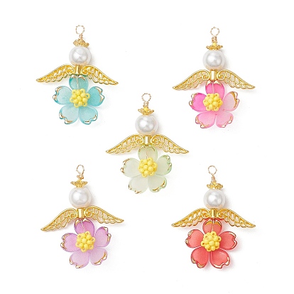 Подвески-ангелы из стеклянного бисера ручной работы, с крылом из акрила и сплава и медной проволокой