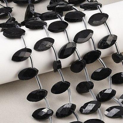 Натуральный черный турмалин бисер нитей, граненые, лошадиный глаз , Топ пробуренной, с пластиковыми трубчатыми бусинами