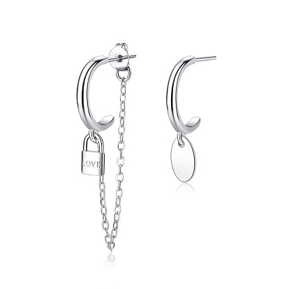 Tassel Chain Lock Earrings - Minimalist Long Fringe Dangle Ear Jewelry.
