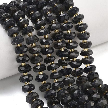 Природные иолит нитей бисера, рондель, граненые, с бисером