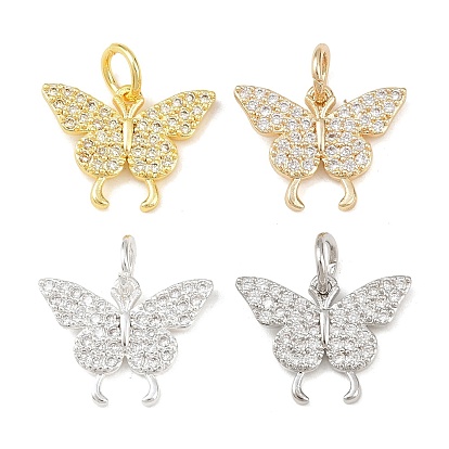 Подвески из латуни с микропаве из прозрачного кубического циркония в виде бабочек, стойки покрытие, долговечный, без свинца и без кадмия, с целью перехода в кольце
