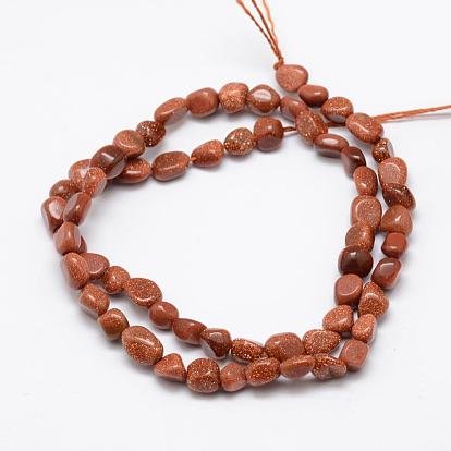 Synthetic Goldstone Beads Strands, Nuggets