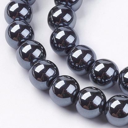 Non-Magnetic Synthetic Hematite Beads Strands, Grade AA, Round, Black
