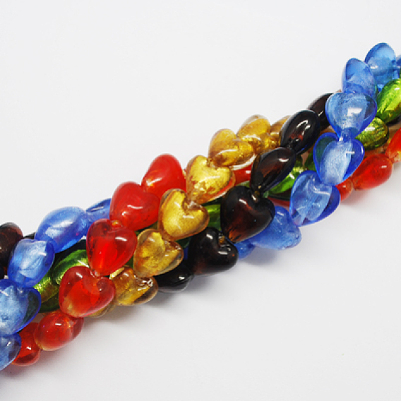 Handmade Silver Foil Glass Beads, Heart