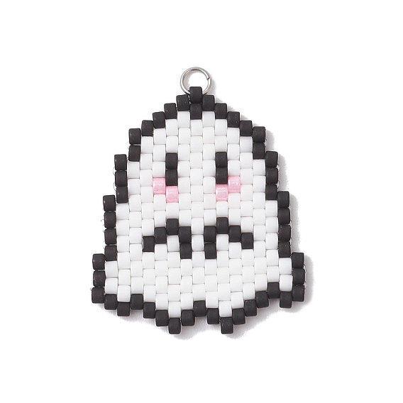 Подвески-привидения из стеклянных бусин ручной работы, с 304 петлей из нержавеющей стали