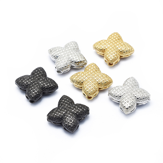 Rack Plating Brass Beads, Cadmium Free & Lead Free, Long-Lasting Plated, Hollow, Clover