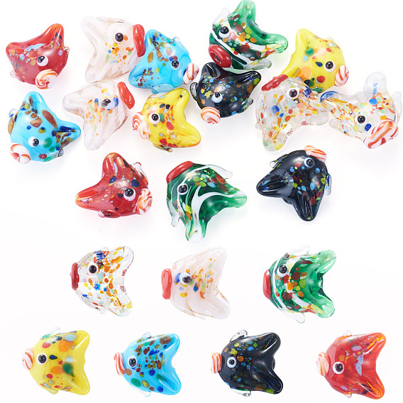 14 piezas 7 colores cuentas de murano hechas a mano, pescado