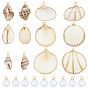 12шт. 6 стили подвесок в виде морских ракушек с гальваническим покрытием и 30шт. наборы фурнитуры для подвесок из АБС-пластика с имитацией жемчуга