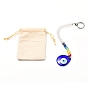Handmade Lampwork Evil Eye Big Pendants, with Glass Beads and Velvet Packing, Teardrop