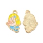 Light Gold Plated Alloy Pendants, with Enamel, Mermaid Princess Charm