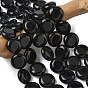 Бусины из натурального черного оникса, окрашенная и подогревом, плоско-круглые