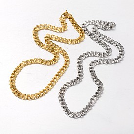 304 нержавеющая сталь двойной звено цепи ожерелье, с карабин-лобстерами , 19.48 дюйм (495 мм)