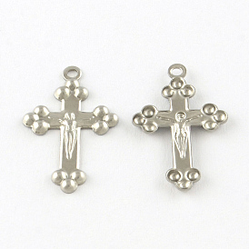 Crucifix Cross 201 Stainless Steel Pendants, For Easter, Smooth Surface, 22.5x14x1mm, Hole: 1.5mm