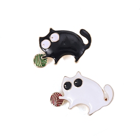 Enamel Pin, Alloy Brooch for Backpack Clothes, Cat with Knitting Ball