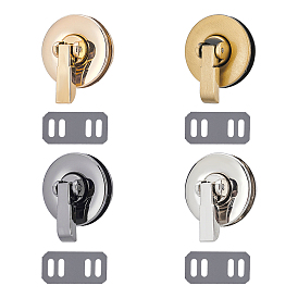 4 ensembles 4 couleurs fermoirs à verrouillage par rotation pour sac en alliage, sacs à main tournent la serrure, avec cale en fer et vis, ronde