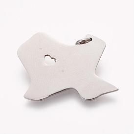 201 Stainless Steel Pendants, Map of Texas