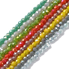 Прозрачные стеклянные бусины гальваническим пряди, нити круглых бусин, граненые