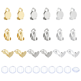 36 шт. 3 цвета 304 клипсы из нержавеющей стали, с круглой плоской подушкой, плоско-круглые, 36шт. силиконовые накладки на серьги