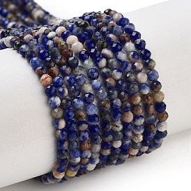 Natural Sunset Sodalite Beads Strands, Faceted, Round