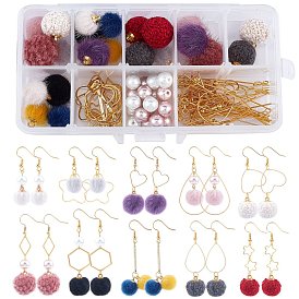 SUNNYCLUE DIY Fabric Pendants Earring Making Kits, include Alloy Links, Brass Links & Earring Hooks, Iron Jump Rings & Eye Pin, Glass Pearl Beads