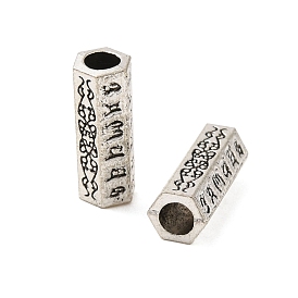 Tibetan Style Alloy Tube Beads, Column with Hexagon