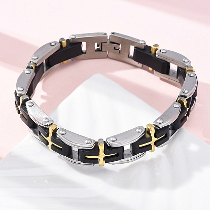 304 браслеты-цепочки с изображением пантеры из нержавеющей стали для женщин и мужчин, крестик, ионное покрытие (ip)