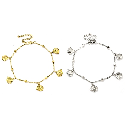 Летний пляж 304 тросовые цепи из нержавеющей стали, браслеты с подвесками в виде рыбок