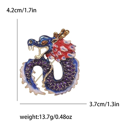 Alloy Brooches, Enamel Pin, Jewely for Unisex, Antique Golden, Dragon