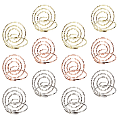 15 Pcs 3 Colors Carbon Steel Place Card Holders, Wire Table Number Holder Stand, for Memo Note Name Sign Wedding Party Birthday, Flat Round