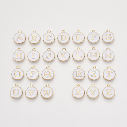 Breloques en émail d'alliage plaqué or, paillettes émaillées, plat rond