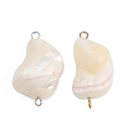 Подвески-соединители из натуральных ракушек, с 304 двойными петлями из нержавеющей стали, цвет морской раковины, ионное покрытие (ip)