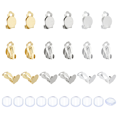 36 шт. 3 цвета 304 клипсы из нержавеющей стали, с круглой плоской подушкой, плоско-круглые, 36шт. силиконовые накладки на серьги