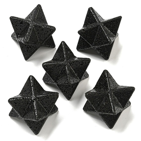 Natural Lava Rock Beads, No Hole/Undrilled, Merkaba Star