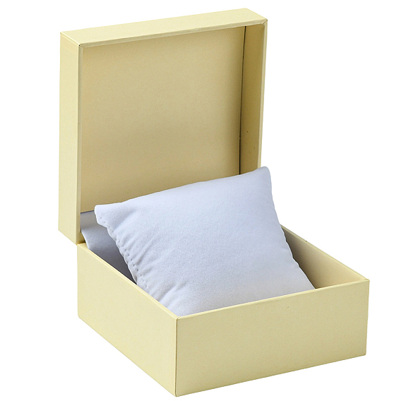 Коробки для хранения часов из АБС-пластика, покрытые бумагой, с белой бархатной подушкой, квадратный