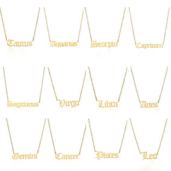 Ожерелья из нержавеющей стали с подвесками «Двенадцать созвездий», золотые