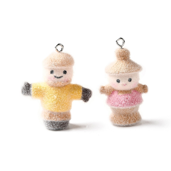 Подвески из непрозрачной смолы, пугало, с платиновыми тоновыми железными петлями