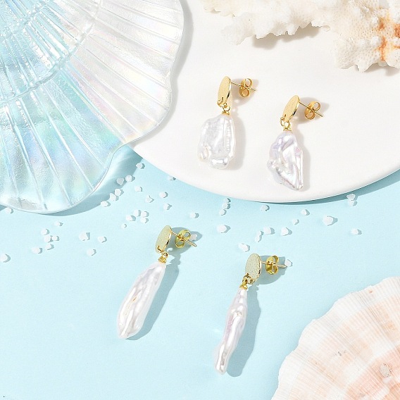 Натуральные барочные серьги-подвески из жемчуга кеши для женщин, с 201 застежкой для сережек-гвоздиков из нержавеющей стали с текстурированной поверхностью