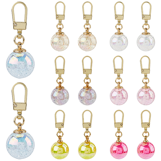 14 шт. 7 стили сплав молнии язычки, с акриловыми круглыми подвесками