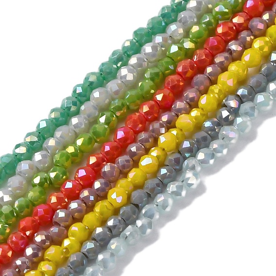 Прозрачные стеклянные бусины гальваническим пряди, нити круглых бусин, граненые