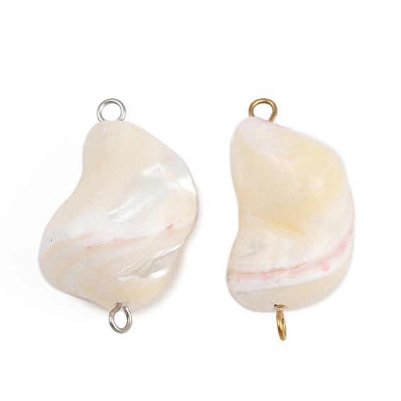 Подвески-соединители из натуральных ракушек, с 304 двойными петлями из нержавеющей стали, цвет морской раковины, ионное покрытие (ip)