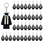 36Pcs Acrylic Keychains, with Alloy Rings, Doctoral Gown, Platinum