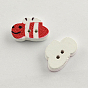 2-Hole Printed Wooden Buttons, Bees, Mixed Color, 20x13x3.5mm, Hole: 2mm