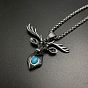 Ожерелья с подвеской в виде головы оленя из нержавеющей стали с паве из синтетической бирюзы для уличной моды