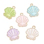 Alloy Enamel Pendants, Shell Shapes Charms, Golden