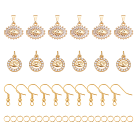 ARRICRAFT DIY Dangle Earring Making Kits, Including 12Pcs 2 Styles Brass Micro Pave Cubic Zirconia Pendants, 20Pcs 304 Stainless Steel Jump Rings and 10Pcs Brass Earring Hooks