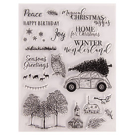 Clear Silicone Stamps, for DIY Scrapbooking, Photo Album Decorative, Cards Making, Stamp Sheets, Christmas Tree & Owl & Car