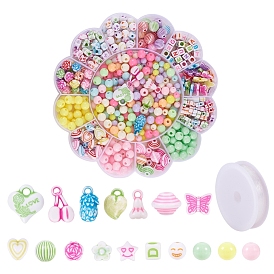 DIY Jewelry Making For Children, Mixed Shape Acrylic Beads and Elastic Thread