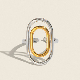 304 Offene Manschettenringe aus Edelstahl für Damen, Doppel oval