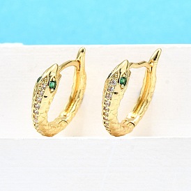 Серьги-кольца из латуни с микропаве из кубического циркония, долговечный, без свинца и без кадмия